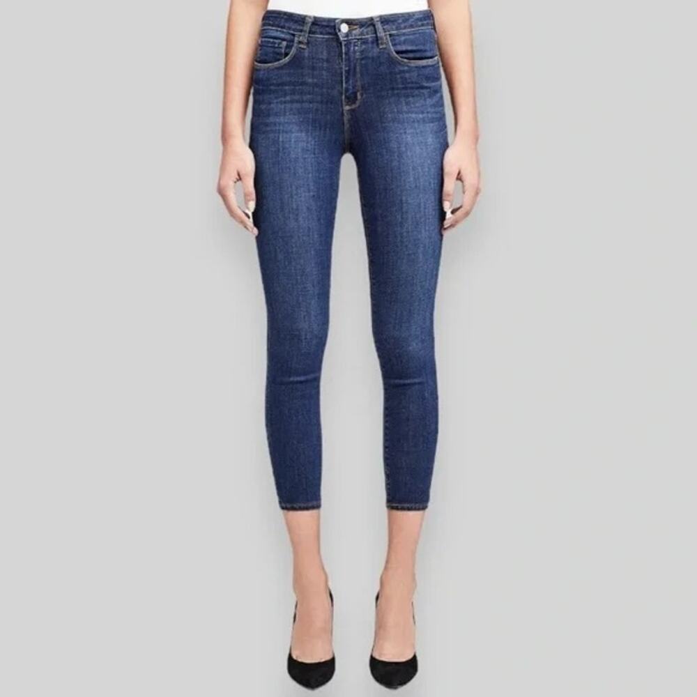 L'AGENCE Margot High‎ Rise Skinny Ankle Crop Jeans 23 Prime Blue Vintage Denim